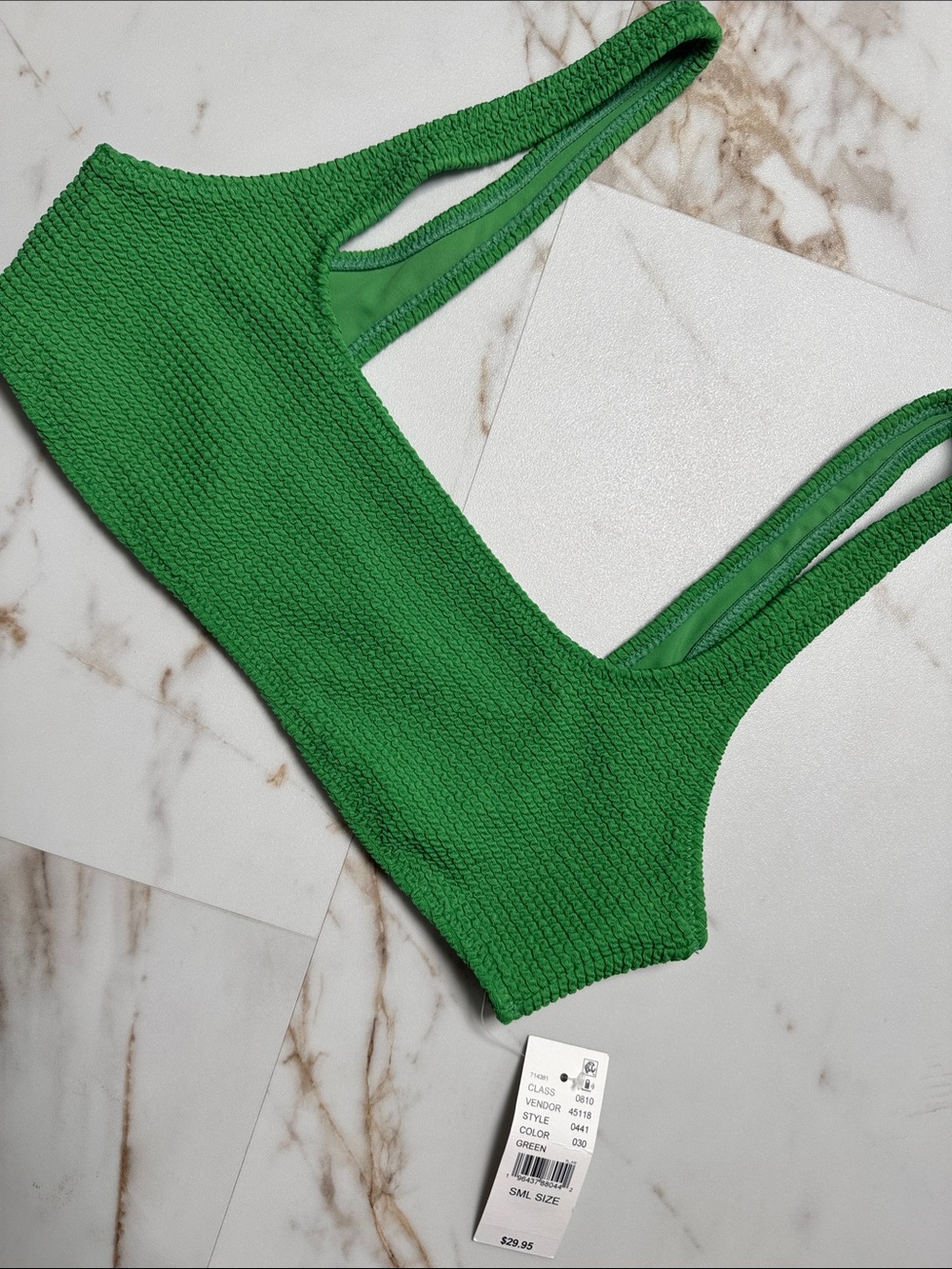NWT PACSUN Swim Textured Green Bikini Top Sz S Resortwear Beachy trendy